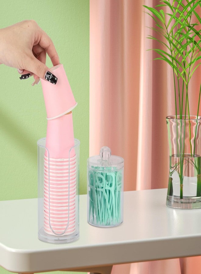 LoveBB 3oz-5oz Bathroom Cup Dispenser with 10oz Qtip Holder Dispenser, Small Disposable Paper Cup Holder Bathroom Accessories for Rinsing/Mouthwash Cups, Clear - Image 3