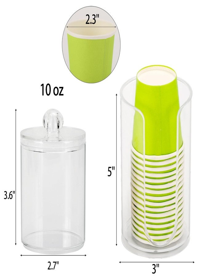 LoveBB 3oz-5oz Bathroom Cup Dispenser with 10oz Qtip Holder Dispenser, Small Disposable Paper Cup Holder Bathroom Accessories for Rinsing/Mouthwash Cups, Clear - Image 2