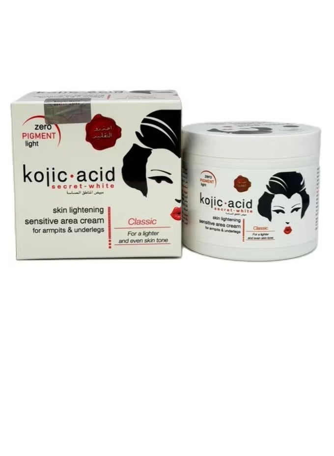 Kojic Acid Secret White Skin Lightening Cream for Sensitive Areas – Classic Formula – 113ml | Underarm, Bikini & Dark Area Brightening | Even Tone, Moisturizing & Gentle Formula