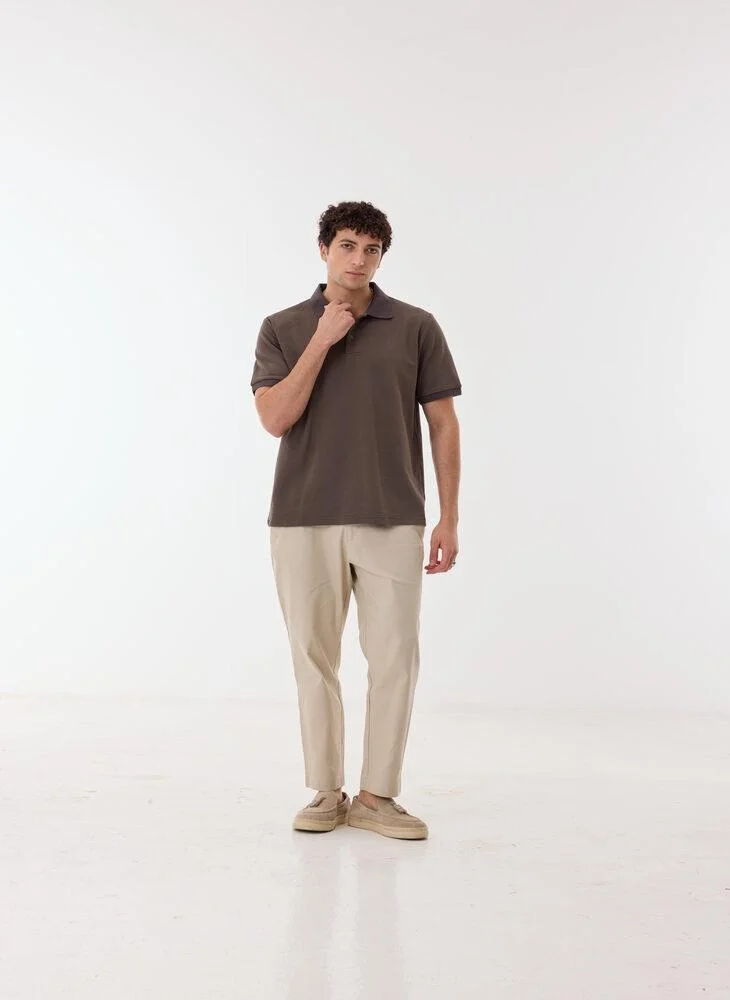 Ashita Fernandes  Rami Men’s Brown Relaxed Fit Polo T-Shirt – 100% Cotton Solid Polo Collar Tee | Lightweight Waist Length Slip-On Casual T-Shirt for Men | Best Price UAE