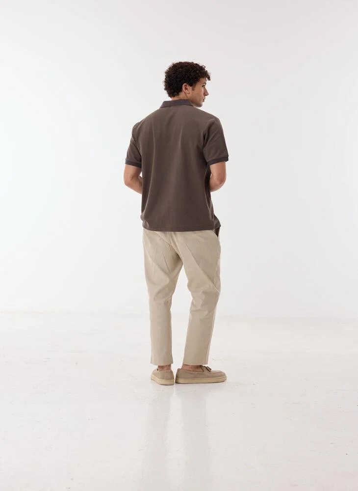 Ashita Fernandes  Rami Men’s Brown Relaxed Fit Polo T-Shirt – 100% Cotton Solid Polo Collar Tee | Lightweight Waist Length Slip-On Casual T-Shirt for Men | Best Price UAE