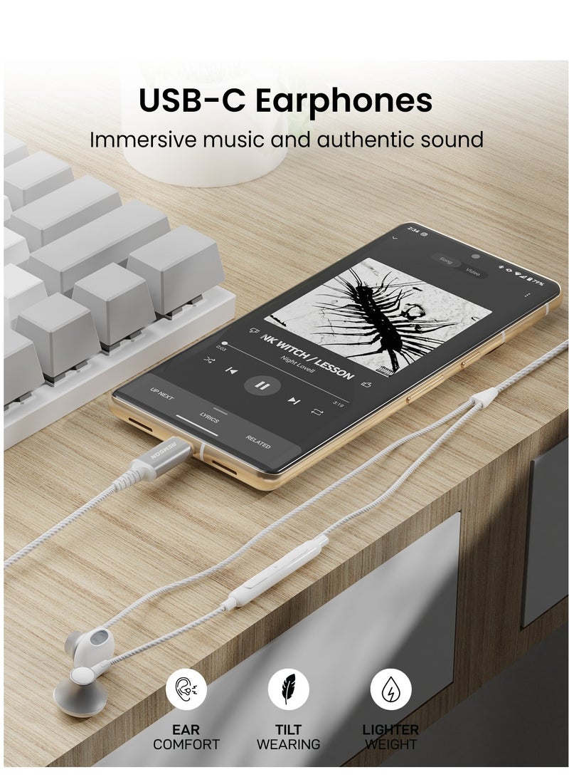 Remson Remson Wired Stereo Earphones USB Type-C Connector Headphones /Earphones/Earbuds  Hi-Fi with In-Line Remote Compatible for Samsung Galaxy S21 Ultra 5G S20 FE Note 20/10, iPad Pro 2018 and Mac Book  - Image 3