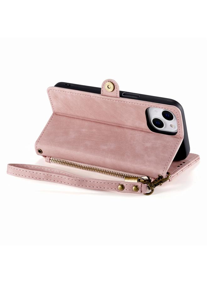 زبون جراب لهاتف iPhone 13 Pro Max، جراب هاتف جلدي بسحاب هندسي ومشبك جانبي - Image 5