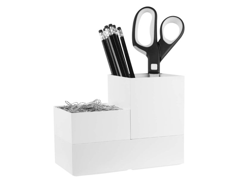 Bostitch Office Konnect Desk Organizer Accessory Tray Storage Cup Bundle Stacks for Desktop Storage Makeup Organization White