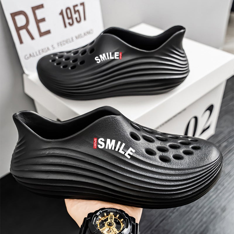 Summer Men'S Slip-On Shoes, Large Size Outdoor And Indoor Two-Wear Beach Shoes, Hollow Breathable Clogs - Image 3