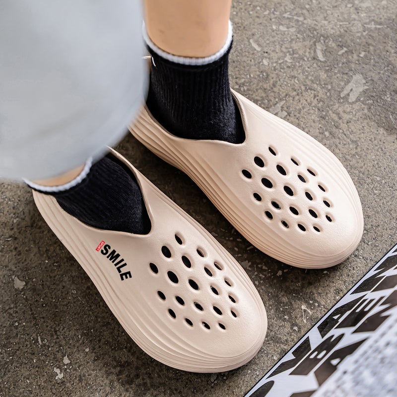 Summer Men'S Slip-On Shoes, Large Size Outdoor And Indoor Two-Wear Beach Shoes, Hollow Breathable Clogs - Image 4