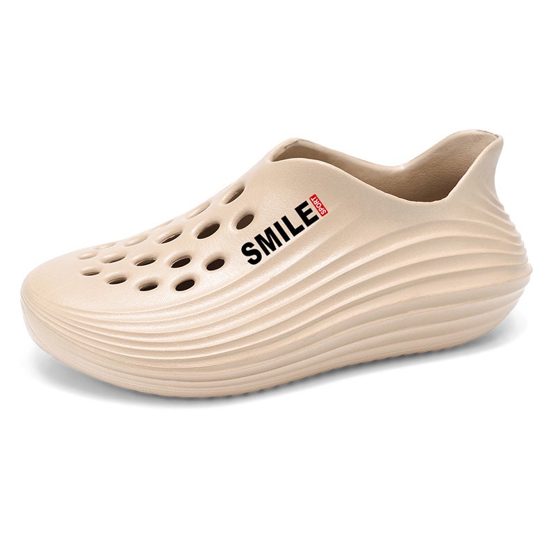 Summer Men'S Slip-On Shoes, Large Size Outdoor And Indoor Two-Wear Beach Shoes, Hollow Breathable Clogs - Image 1