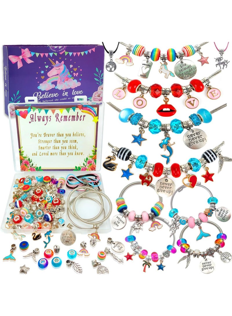 هايدو 79pcs يونيكورن حلم سوار ديي مجموعة - استخدام مجموعة متنوعة من الخرز ، مستوحاة من السحر و اللهجات قوس قزح لخلق تألق المجوهرات | إنشاء التنسيق والتركيز على العين واليد ( الإبداعية للأطفال والمراهقين الخيار المثالي ، هدية مثالية ) ( كلمة اللون والأسلوب ) - Image 1