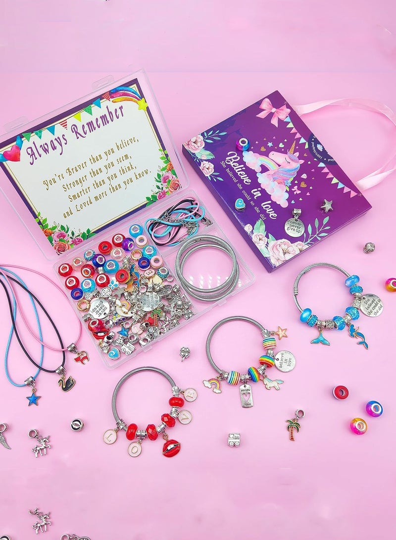 هايدو 79pcs يونيكورن حلم سوار ديي مجموعة - استخدام مجموعة متنوعة من الخرز ، مستوحاة من السحر و اللهجات قوس قزح لخلق تألق المجوهرات | إنشاء التنسيق والتركيز على العين واليد ( الإبداعية للأطفال والمراهقين الخيار المثالي ، هدية مثالية ) ( كلمة اللون والأسلوب ) - Image 2