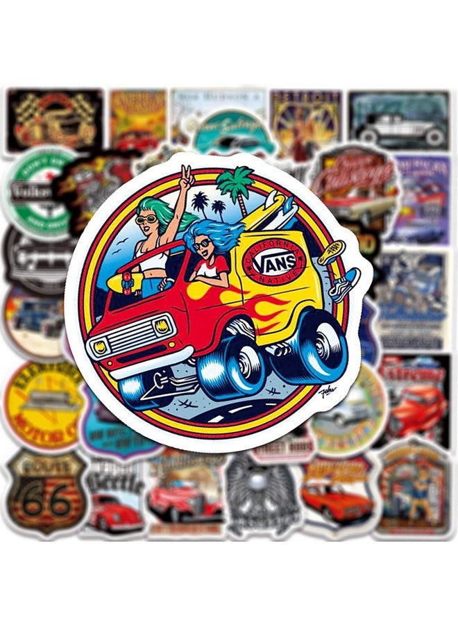 iDream Retro Classic Car Theme Sticker Set (50 Pieces) - Vintage Car Designs, Size 3 to 8 cm, Ideal for Scrapbooking, Laptops, Phones and DIY Projects - Image 4