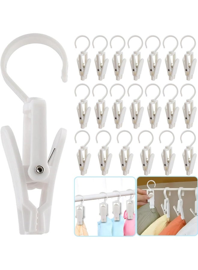 Vinbee 20 PCS Laundry Hooks with Clips Super Strong Plastic Home Travel Swivel Hanging Hanger Closet Organizer Clamps Socks Boot Bras Towels for Bathroom Wardrobe Kitchen Office  43 Inches White - Image 2