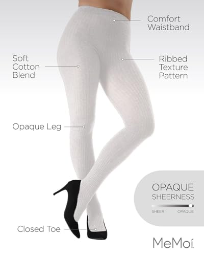 MeMoi New MeMoi - Sweater Rib Tights -winter White,Medium/Large - Image 3