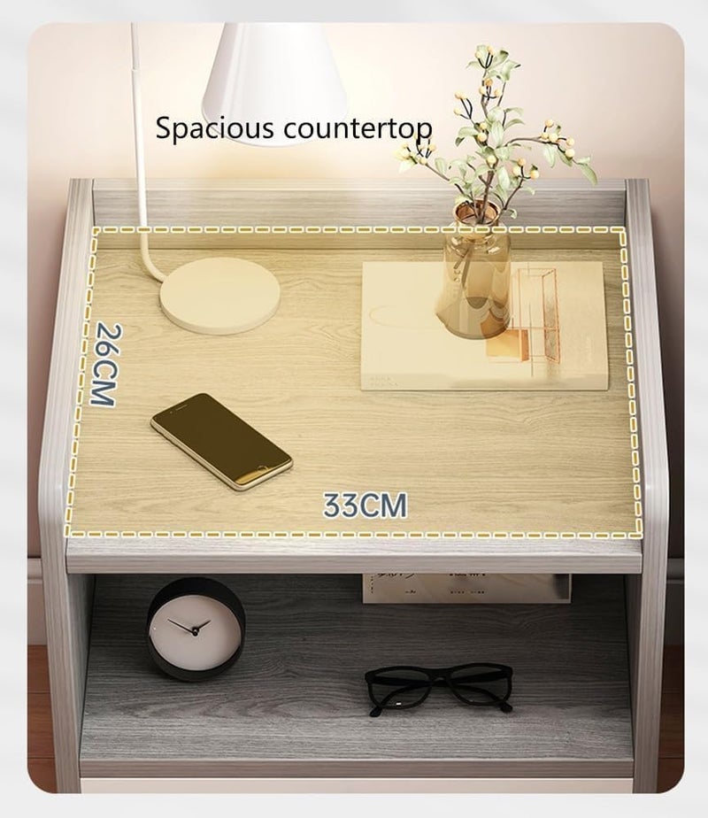NIUB Bedside Table, Small End Table, Nightstands with Drawer Dresser Open Storage Shelf Living Room, Night Stand and Dressers Sets End Table for Bedroom Nightstands - Image 4