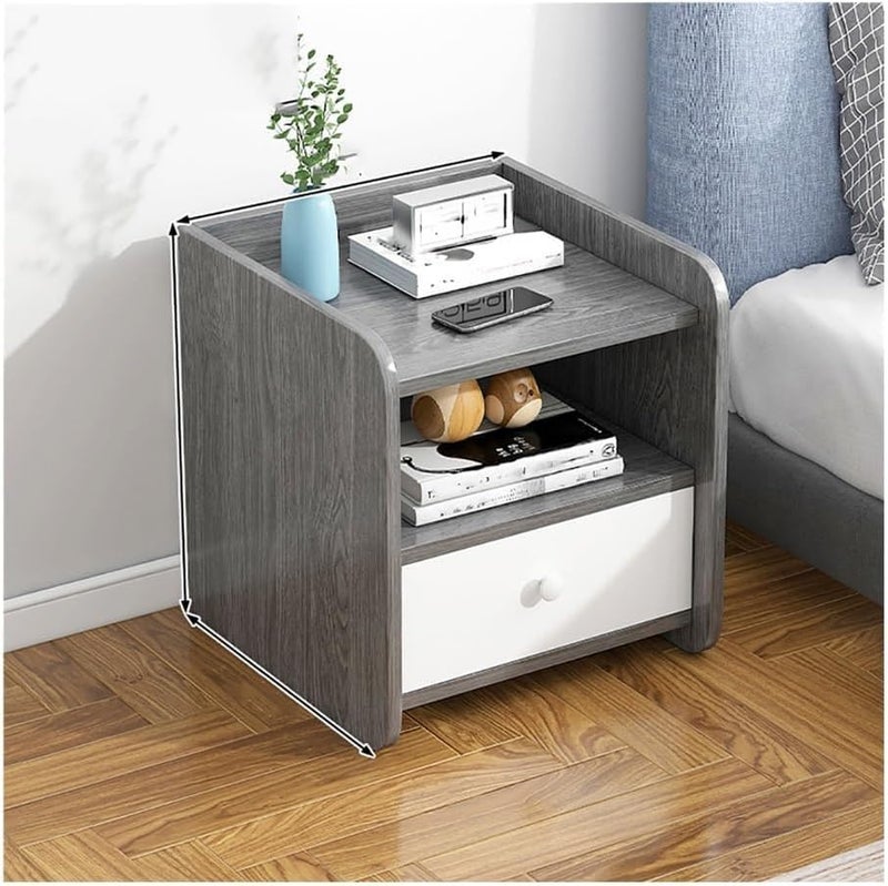 NIUB Bedside Table, Small End Table, Nightstands with Drawer Dresser Open Storage Shelf Living Room, Night Stand and Dressers Sets End Table for Bedroom Nightstands - Image 2
