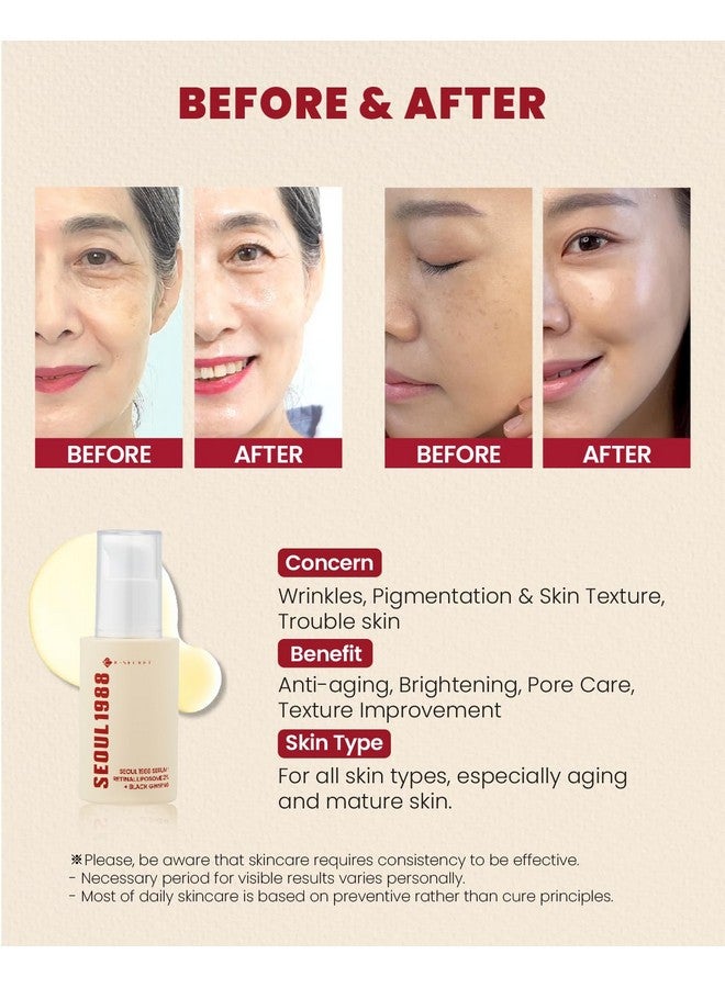 K-SECRET KSECRET SEOUL 1988 Serum : Retinal Liposome 2% + Black Ginseng, 30ml/1.01fl.oz | 58% Black Ginseng Extract | Retinal serum, Bakuchiol, VitaminC&3Peptides for Wrinkle Care | Korean Skincare | seoul1988 - Image 3
