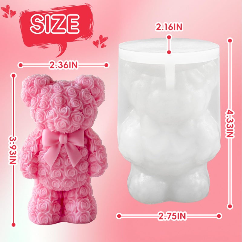 ZQYSING Standing Rose Bear Silicone Molds, Rose Teddy Bear Molds for Candles Making Handmade Soap Epoxy Resin Casting Home Decor Valentine/Mothers Day/Wedding/Anniversary/Birthday Gifts - Image 5