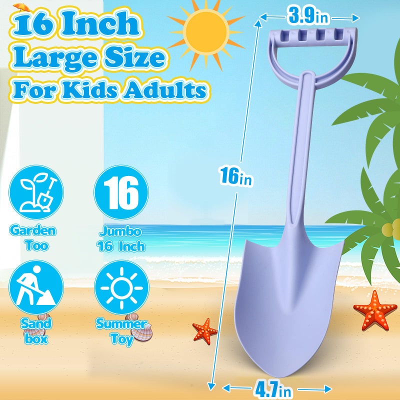 Anzmtosn 16 Inch Beach Toy Shovels, Sand Spade Shovel Toys for Kids Adults, Solid Sand Toy- Sandbox Kit,Outdoor, Snow Scoop, Planting Tools Gadget for Boys Girls, Digging, Gardening Travel 3 Pack - Image 3