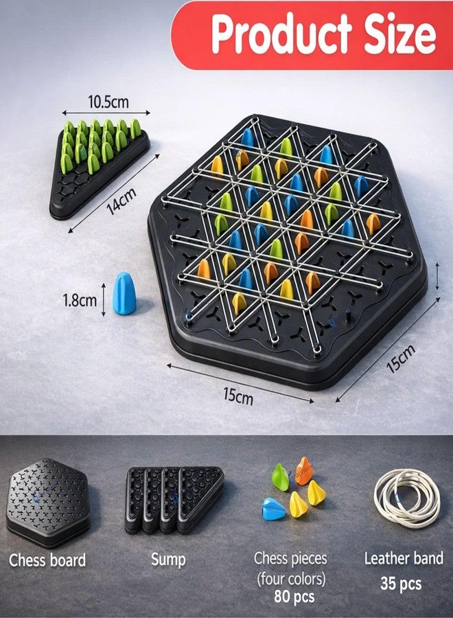 GRAPHENE لعبة شطرنج مثلثية بسلسلة من الجرافين، ألعاب لوحية للأطفال والكبار، لعبة شطرنج عائلية ممتعة، مجموعة شطرنج، لعبة شريط مطاطي مثلثي، لعبة شطرنج لوحية بسلسلة، أحجية شطرنج تفاعلية لتنمية الذكاء - Image 2