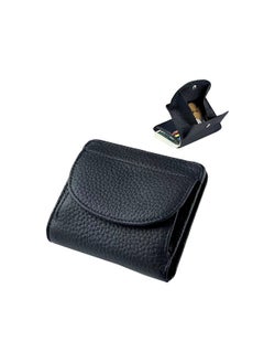 KASTWAVE Genuine Leather Small Bifold Wallet for Women, Slim Compact Pocket Purse, RFID Blocking Credit Card Holder Ladies Wallet, Mini Wallet With 1 Coin Purse & ID Window, Black  - Image 1