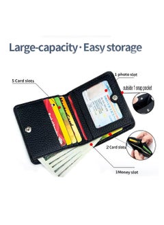 KASTWAVE Genuine Leather Small Bifold Wallet for Women, Slim Compact Pocket Purse, RFID Blocking Credit Card Holder Ladies Wallet, Mini Wallet With 1 Coin Purse & ID Window, Black  - Image 2
