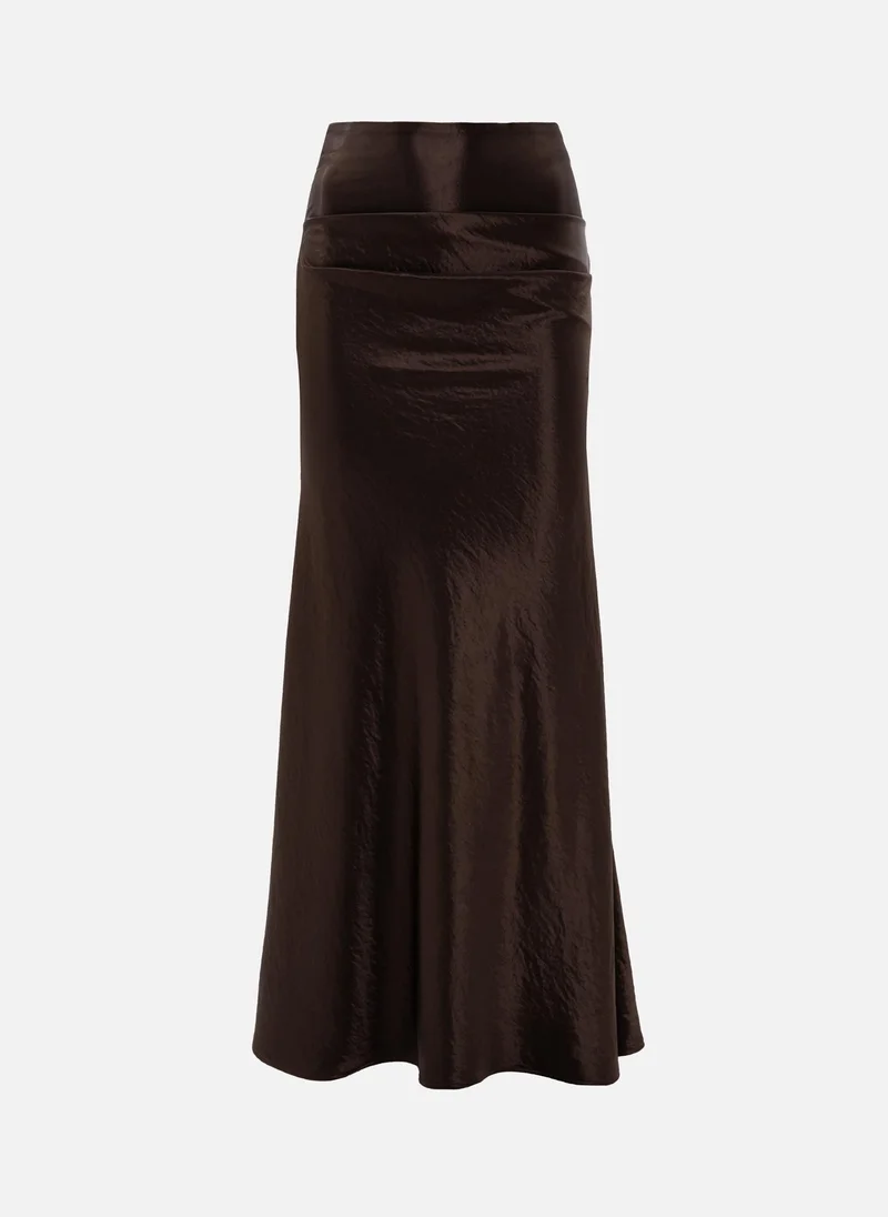 Lichi Floor-length maxi skirt in crinkled satin