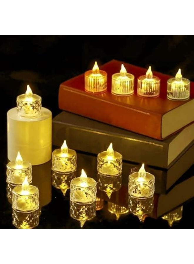 12 pieces - Electric Flameless & Smokeless LED Diya Lights, Crystal Candle - Image 1