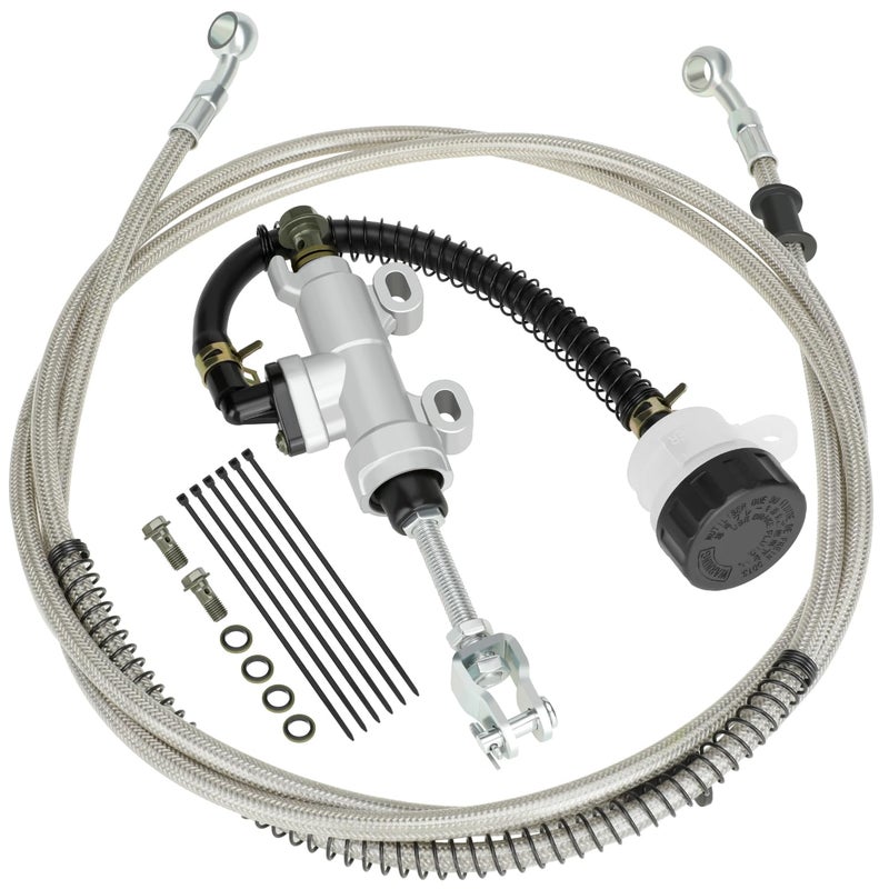 YOXUFA Rear Brake Master Cylinder Reservoir Hose Line for 90cc 110cc 125cc 150cc 200cc 250cc Arctic Cat Suzuki Chinese ATV Quad Pit Dirt Bike Yerf Dog Helix Coleman Go Kart Cart Buggy Motorcycle Parts