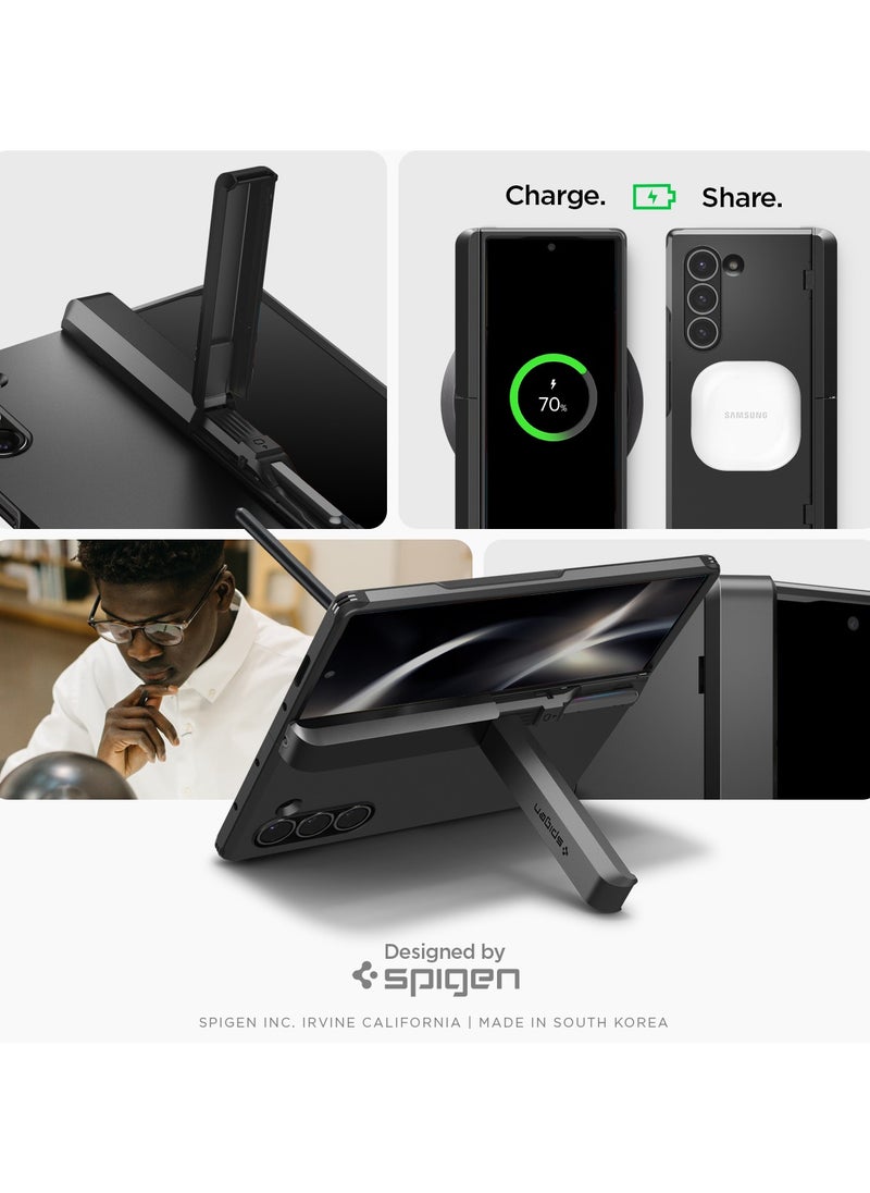 Spigen - Tough Armor Pro P for Samsung Galaxy Z Fold 6 Case Cover with S Pen Holder (S-Pen Not Included) - Black - Image 1