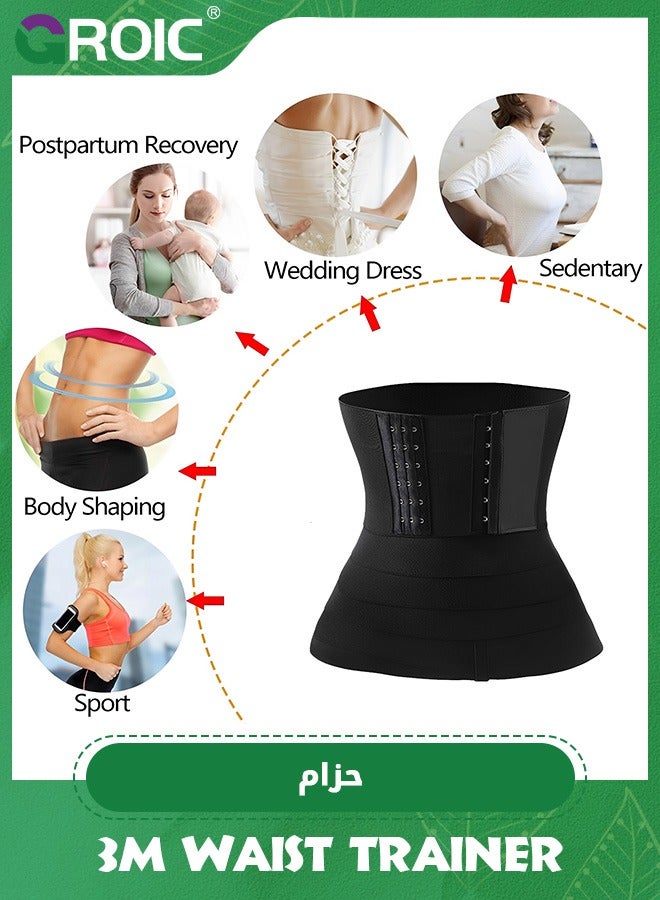 GROIC 3M Waist Trainer for Women,Bandage Wrap Sauna Belt Compression Tummy Control Belt,Workout Waist Trimmer for Gym Sport,Plus Size Bandage(Black) - Image 2