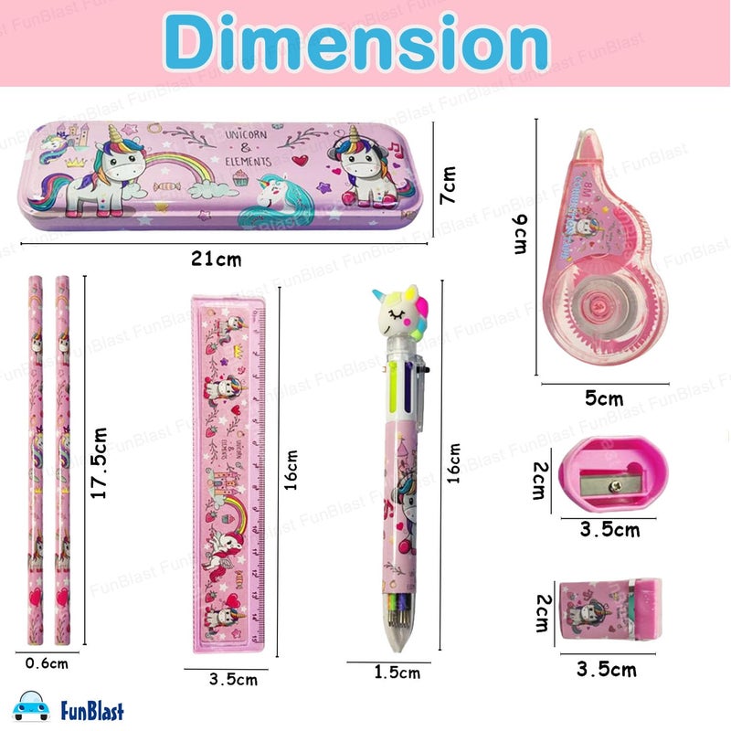 FunBlast مجموعة قرطاسية يونيكورن من فن بلاست للأطفال - مجموعة قرطاسية كاواي | صندوق قرطاسية مع 10 أقلام يونيكورن ملونة | أقلام كاواي | صندوق أقلام يونيكورن | ممحاة | مبراة وشريط تصحيح | هدية للأطفال | متعددة الألوان - Image 2