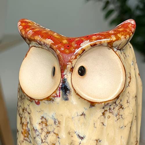 GeLive 9 Inch Owl Ceramic Vase, Farmhouse Flower Vase, Retro Owl Planter, String Pearl Succulent Pot for Bud Cutting Hydroponic Plant, Indoor Outdoor Home Decor, Cute Owl Fun Animal Cartoon Gift - Image 4