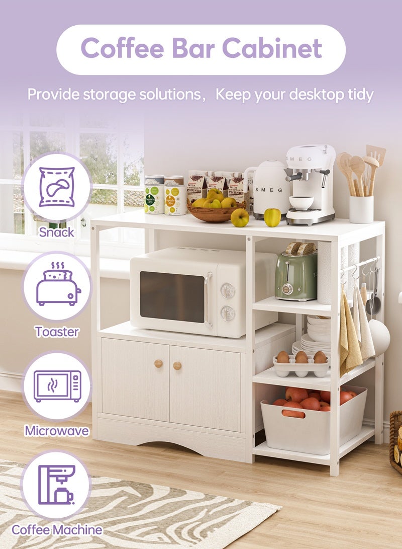 Lafulaifu محطة بار القهوة مع خطاف 5-S، خزانة قهوة مطبخ بثلاث طبقات، خزائن بوفيه مع تخزين، رف خباز للمطبخ، غرفة المعيشة باللون الأبيض - Image 4