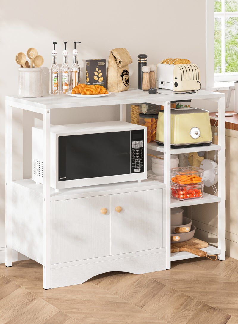 Lafulaifu محطة بار القهوة مع خطاف 5-S، خزانة قهوة مطبخ بثلاث طبقات، خزائن بوفيه مع تخزين، رف خباز للمطبخ، غرفة المعيشة باللون الأبيض - Image 1