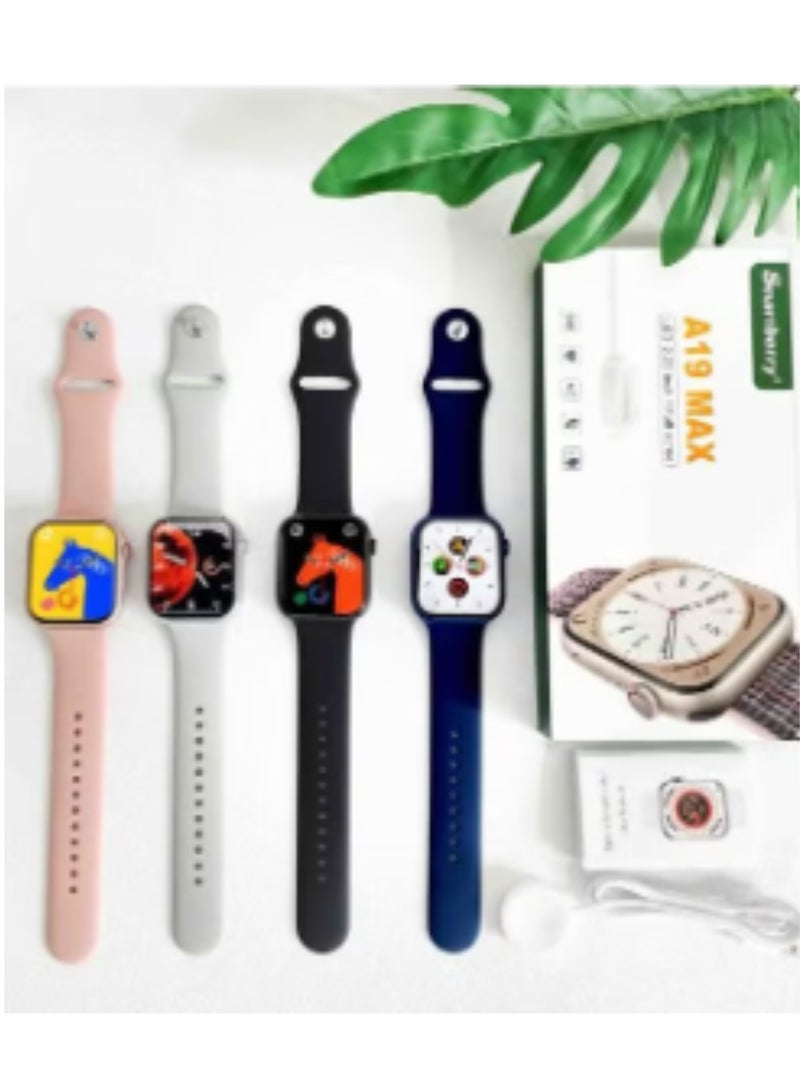 Smart Berry A19 Max Smart Watch – 2.25" LED Full-Screen Display, Dual Bands (Silicone & Braided), Fitness Tracker | Stylish & Advanced Wearable for Everyday Use | Pink - Image 3
