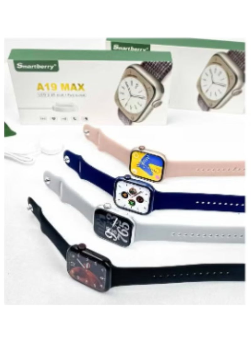 Smart Berry A19 Max Smart Watch – 2.25" LED Full-Screen Display, Dual Bands (Silicone & Braided), Fitness Tracker | Stylish & Advanced Wearable for Everyday Use | Pink - Image 2