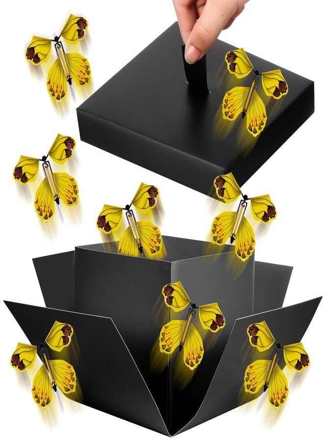 XLSXEXCL Butterfly Explosion Gift Box, Flying Butterfly Surprise Box, Exploding Butterfly Birthday Box with 8 Pcs Flying Butterfly Toy for Birthday, Wedding, Anniversaries, Christmas (Black) - Image 1