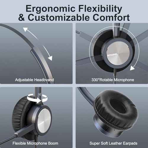 EMAIKER Cisco Landline Phone Headset One Ear Office Wired Telephone Headset with RJ9 Jack Works for Cisco CP-7841 7931G 7940 7941G 7942G 7945G 7960 7961G 7962G 7965G 7970 8841 8851 8961 etc - Image 3
