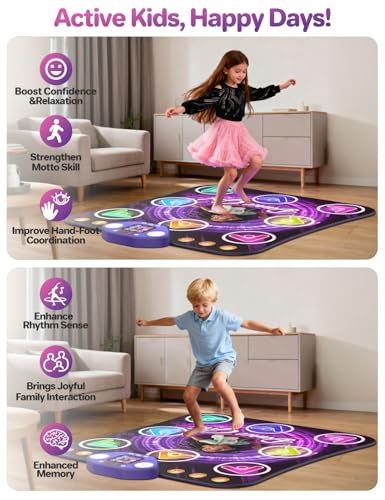 TooLion Dance Mat Toys for 312 Year Old Kids Bluetooth Dance Pad with LightUp 8 KeysInteractive Dance Game with 4 ModesBuiltin MusicNonSlipChristmas Birthday Gift for GirlsBoys - Image 5