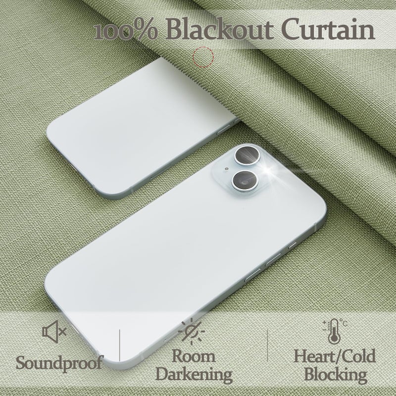 PleatedDrapes Full Blackout Sage Green Linen Dual Layer Curtains 96 Inches Long for Living Room 2 Panels Set, Pinch Pleated Noise Reducing Heat Blocking Farmhouse Curtain 40x96 Inch Length for Bedroom Window Drapes - Image 3