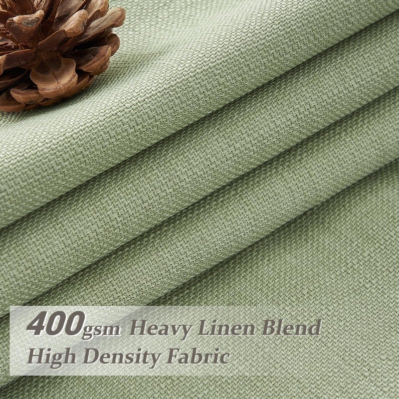 PleatedDrapes Full Blackout Sage Green Linen Dual Layer Curtains 96 Inches Long for Living Room 2 Panels Set, Pinch Pleated Noise Reducing Heat Blocking Farmhouse Curtain 40x96 Inch Length for Bedroom Window Drapes - Image 2