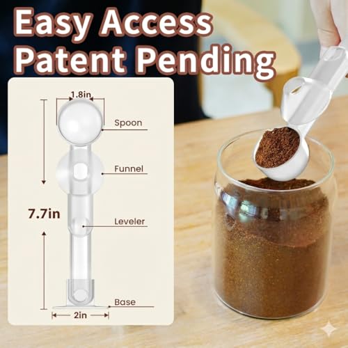 Mudygelay Coffee Scoop with Funnel for Ground Coffee, Protein Powder & Tea, for Reusable K Cup Refiller, 2TBSP Mess-Free, Funnel Design Prevents Spills (Translucent White, 1-Pack) - Image 3