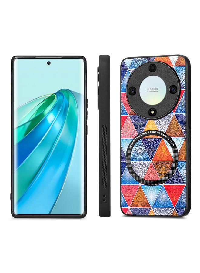 جرين تايجر جراب هاتف Honor X9A برسومات ملونة من الجلد مع غطاء خلفي مغناطيسي - Image 2