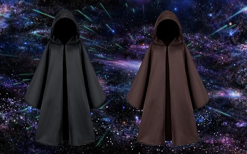 TOGROP Knight Costume for Kids Robe Hooded Boys Cloak Cosplay Black 8-9 Years - Image 2