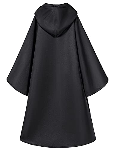 TOGROP Knight Costume for Kids Robe Hooded Boys Cloak Cosplay Black 8-9 Years - Image 4