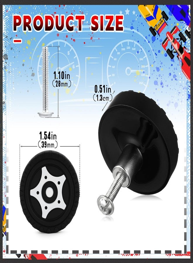 Datanly 12 Pack Cabinet Knobs Race Car Wheels Drawer Pulls with 28mm Screws Black Racing Tire Decoration for Men Home Bedroom Cupboard Kitchen Decor - Image 2
