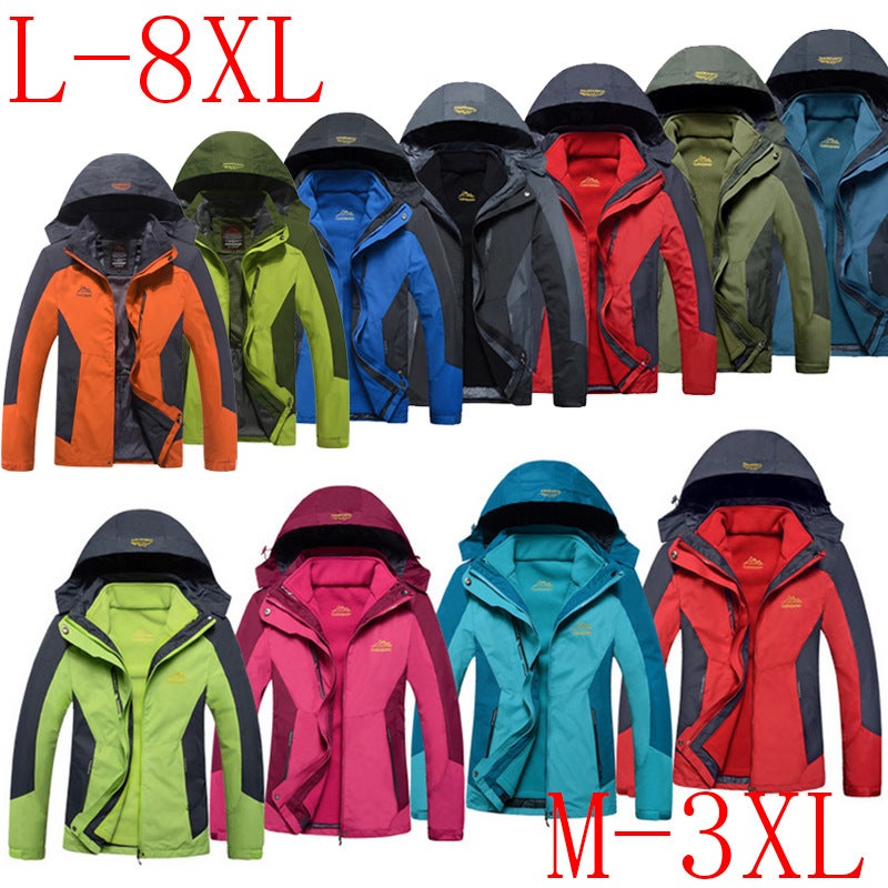Couple Hooded Two-Piece Plus Size Warm Cotton-Padded Jacket Outdoor Jacket Men'S And Women'S Mountaineering Cold-Proof Fleece-Lined Thick - Image 4