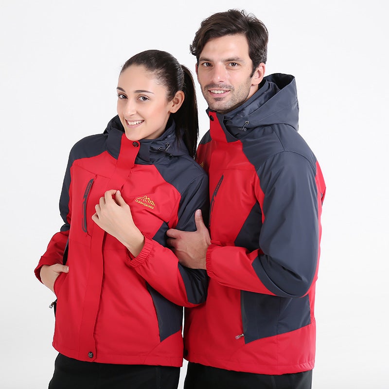 Couple Hooded Two-Piece Plus Size Warm Cotton-Padded Jacket Outdoor Jacket Men'S And Women'S Mountaineering Cold-Proof Fleece-Lined Thick - Image 2