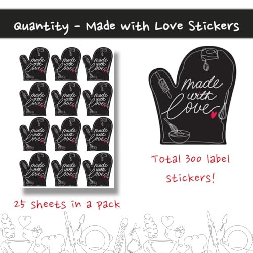 Joyful Artistry 300PCS Made with Love Stickers – 2"x1.75" Baking Labels for Baked Goods Packaging, Baked with Love Badges for Homemade Bakery. Use on Jars, Bags, Boxes - Image 2