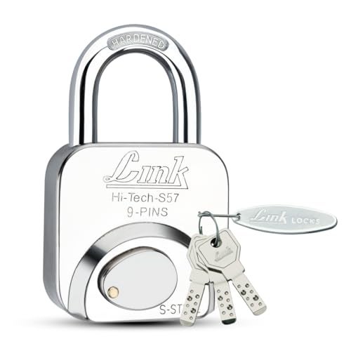 Link® Hi-Tech 70mm Padlock | Stainless Steel Body | Hardened Shackle | 1 Padlock | 3 Silver Keys with Hi-Tech Nickle | Made in India | 15 Years Warranty - Image 1