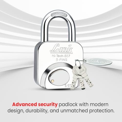 Link® Hi-Tech 70mm Padlock | Stainless Steel Body | Hardened Shackle | 1 Padlock | 3 Silver Keys with Hi-Tech Nickle | Made in India | 15 Years Warranty - Image 4